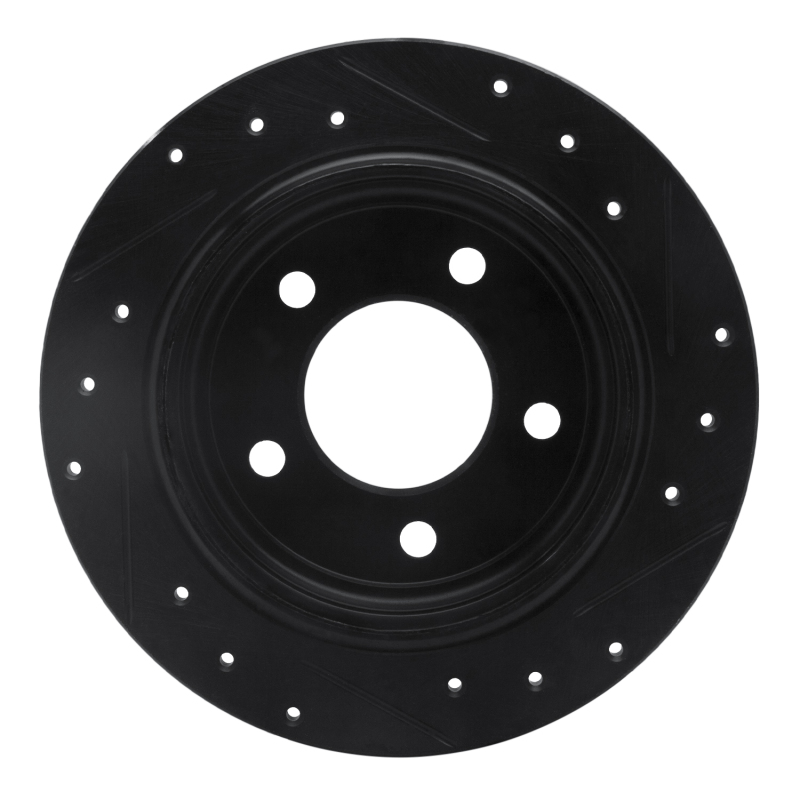 Chrysler 300M Brake Rotor (1) - Rear Left - R1 Concepts - Drilled & Slotted - Black - `93-`04